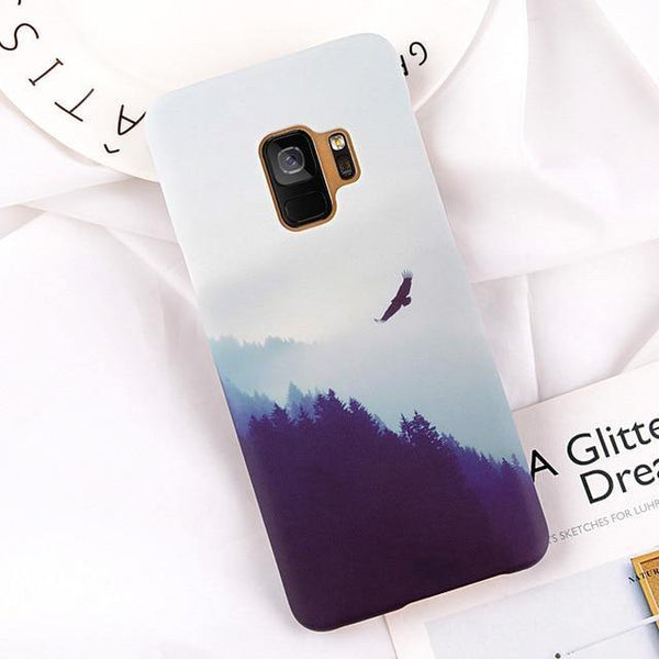 Planet Gates AC1041 / For Galaxy Note 8 USLION Ultra Thin Phone Case For Samsung Galaxy S9 S8 Plus Note 9 Note 8 S7 Edge Mountain Peak Forest Hard PC Back Cover Cases