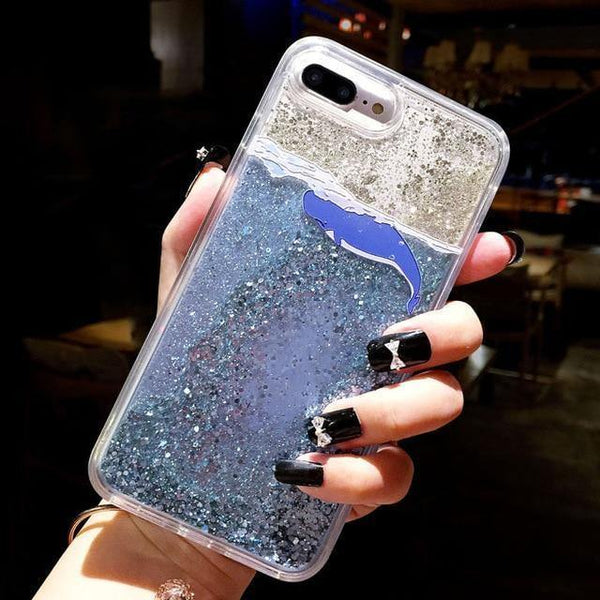 Planet Gates AC1257 / For iPhone XS USLION Flowing Quicksand Case For iPhone 7 Plus XR XS Max X 8 7 6 6s Plus Cute Bear Dolphin Bling Powder Phone Cases Clear Cover