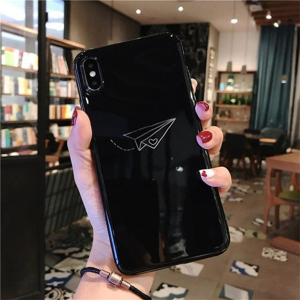 Planet Gates AC1558 Black / For iPhone X USLION Silicone Feather Case For iPhone 7 8 Plus XS Max XR Xs Letter Phone Cases For iPhone X 8 7 6 6S Plus Soft TPU Back Cover