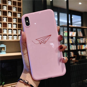Planet Gates AC1558 Pink / For iPhone X USLION Silicone Feather Case For iPhone 7 8 Plus XS Max XR Xs Letter Phone Cases For iPhone X 8 7 6 6S Plus Soft TPU Back Cover