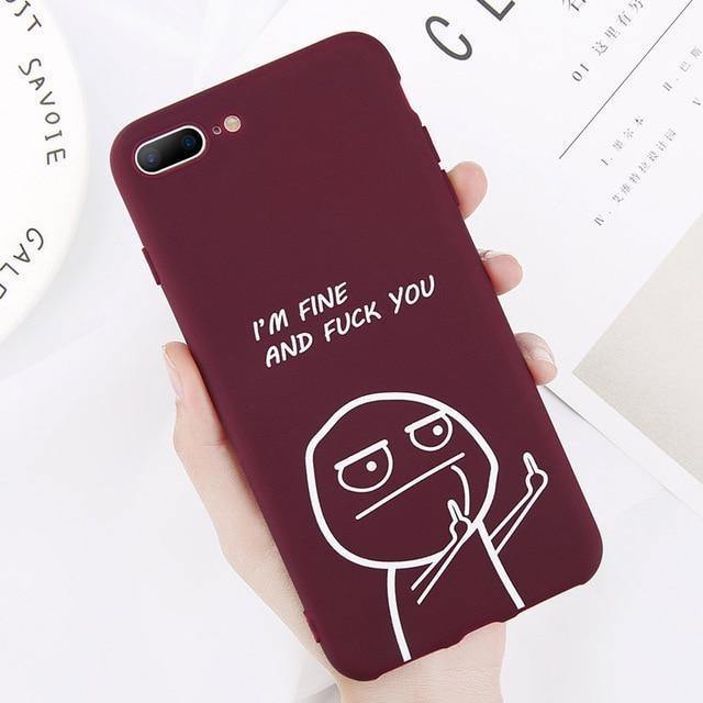 Planet Gates USLION Funny Letter Phone Case For iPhone 8 7 Plus X XS Max XR Middle Finger Emoji TPU Silicone Cover For iPhone 6 6s Plus Cases
