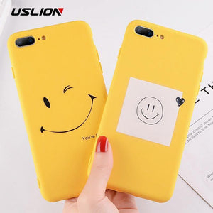 Planet Gates AC2061 / For iPhone X USLION Case For iPhone XS MAX XR 8 Plus Flower Smile Letter Phone Cases For iPhone X 7 6 6S Plus Soft TPU Silicone Back Cover