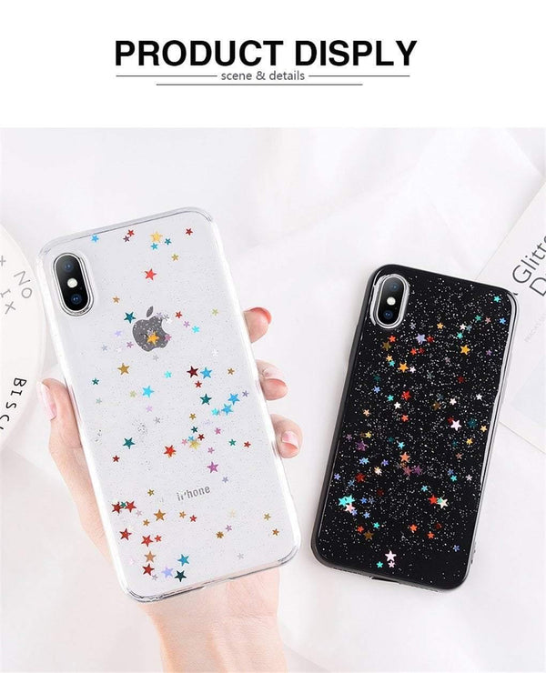 Planet Gates AC2066 Black / For iPhone X USLION Bling Powder Phone Case For iPhone X Glitter Stras TPU Silicone Back Cover For iPhone 7 8 6 6S Plus Clear Shell Cases