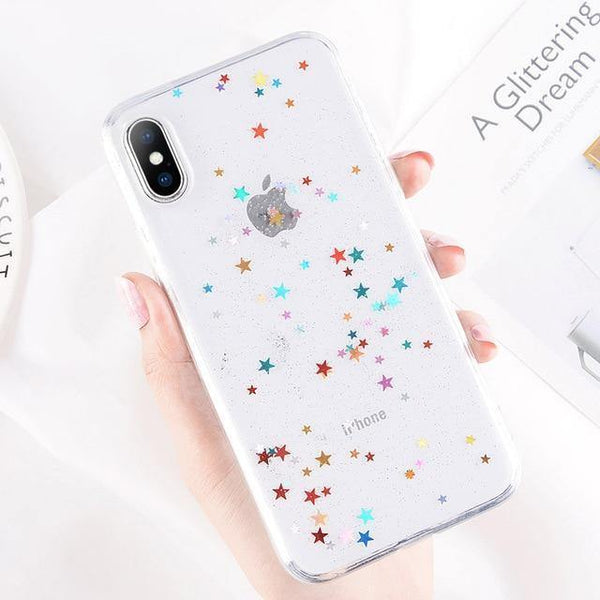 Planet Gates AC2066 Clear / For iPhone X USLION Bling Powder Phone Case For iPhone X Glitter Stras TPU Silicone Back Cover For iPhone 7 8 6 6S Plus Clear Shell Cases