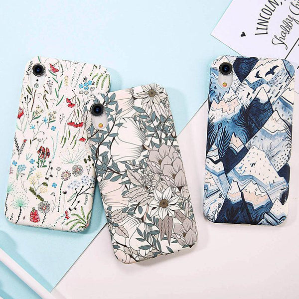 Planet Gates AC2342 / For iPhone X USLION Green Leaves Phone Case For iPhone XR XS Max X 8 Plus Flower Hard PC Full Back Cover Cases For iPhone 7 6 6s Plus Coque