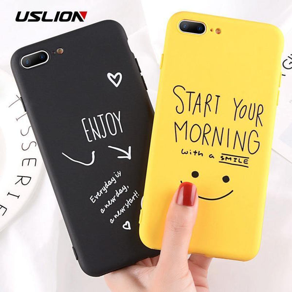 Planet Gates AC2755 / For iPhone X USLION Phone Case For iPhone 7 Plus Funny Letter Cases For iPhone XR XS Max X 8 7 6 6S Plus Cartoon Smile Emoji Soft TPU Cover