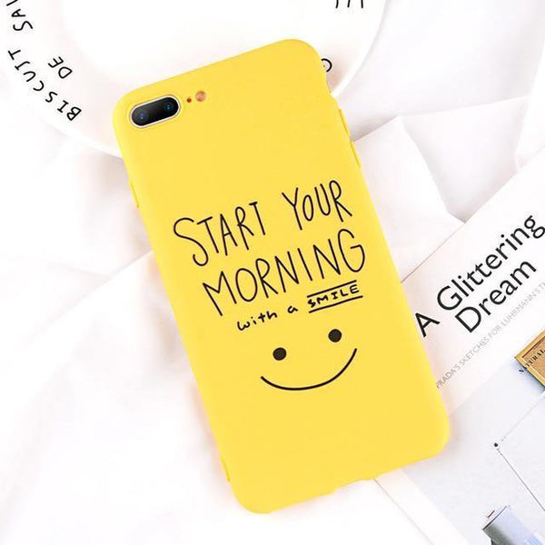 Planet Gates AC2756 Yellow / For iPhone X USLION Phone Case For iPhone 7 Plus Funny Letter Cases For iPhone XR XS Max X 8 7 6 6S Plus Cartoon Smile Emoji Soft TPU Cover