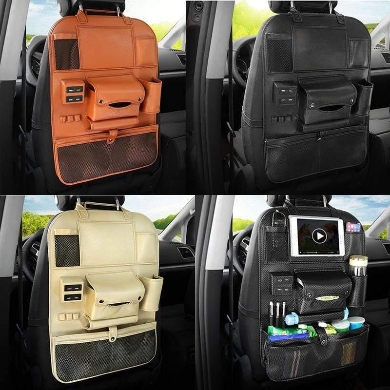 Planet Gates Accessories Car Seat Organizer Interior Auto Back Seat Storage Bag Universal Travel Pocket 4 USB Charge Mobile Phone for Kids