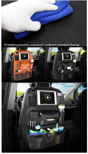 Planet Gates Accessories Car Seat Organizer Interior Auto Back Seat Storage Bag Universal Travel Pocket 4 USB Charge Mobile Phone for Kids