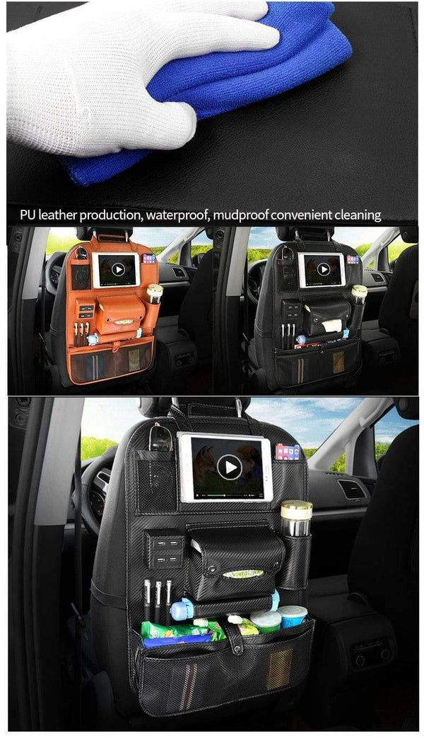 Planet Gates Accessories Car Seat Organizer Interior Auto Back Seat Storage Bag Universal Travel Pocket 4 USB Charge Mobile Phone for Kids