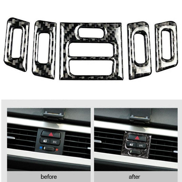 Accessory Air Outlet Trim Parts 5pcs Carbon fiber Interior For BMW 3 Series E90 E92 E93 2005-2012