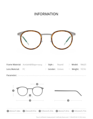 Planet Gates Acetate Titanium Alloy Eyeglasses Frame Men Women Round Prescription Myopia Optical Glasses Korean Screwless Eyewear 98625