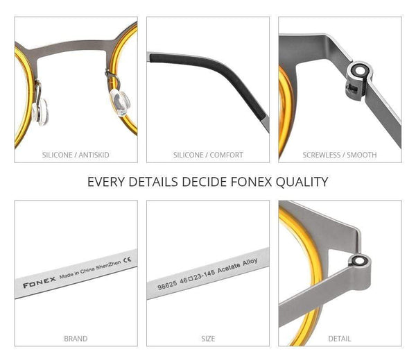 Planet Gates Acetate Titanium Alloy Eyeglasses Frame Men Women Round Prescription Myopia Optical Glasses Korean Screwless Eyewear 98625