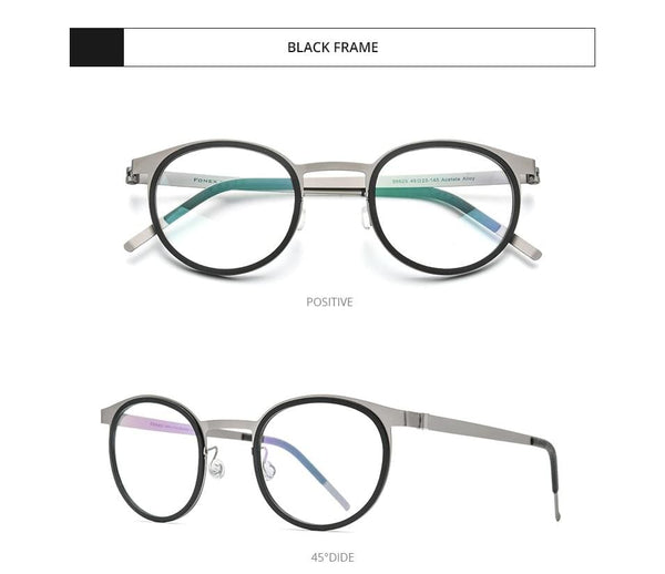 Planet Gates Acetate Titanium Alloy Eyeglasses Frame Men Women Round Prescription Myopia Optical Glasses Korean Screwless Eyewear 98625