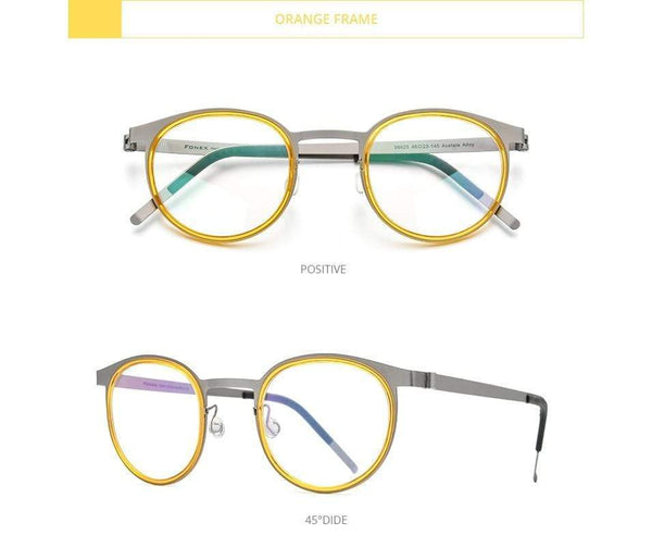 Planet Gates Acetate Titanium Alloy Eyeglasses Frame Men Women Round Prescription Myopia Optical Glasses Korean Screwless Eyewear 98625