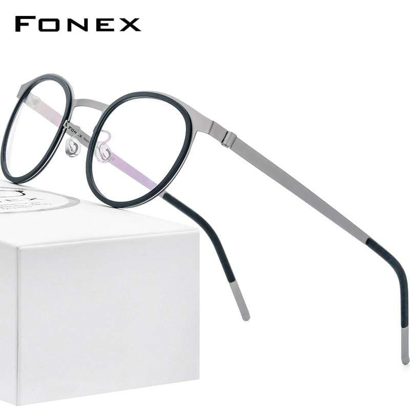 Planet Gates Acetate Titanium Alloy Eyeglasses Frame Men Women Round Prescription Myopia Optical Glasses Korean Screwless Eyewear 98625