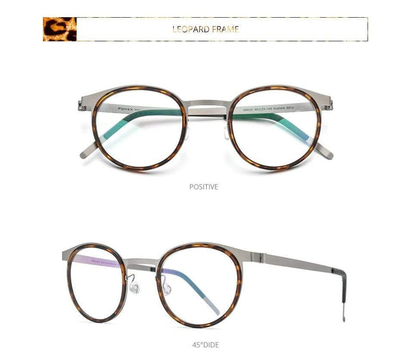Planet Gates Acetate Titanium Alloy Eyeglasses Frame Men Women Round Prescription Myopia Optical Glasses Korean Screwless Eyewear 98625