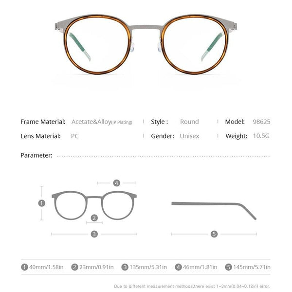 Planet Gates Acetate Titanium Alloy Eyeglasses Frame Men Women Round Prescription Myopia Optical Glasses Korean Screwless Eyewear 98625