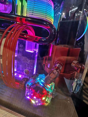 Planet Gates Acrylic Flow Meter 6-Way G1/4 Thread 5V GND Light to AURA Coolant Filter Computer Cooler Fittings 6-Way Holes Filter