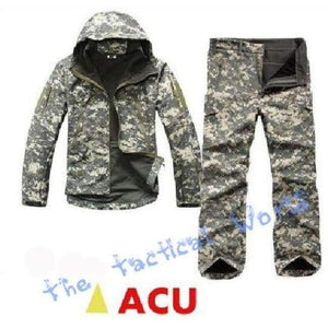 Planet Gates ACU / S Military Softshell Jacket Pants Windbreaker Waterproof Hoodie Clothes Hunting Camo Suit Coat
