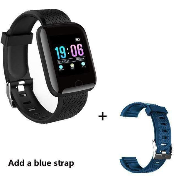 Planet Gates Add a blue strap / China Smart Watch Men Blood Pressure Waterproof Smartwatch Women Heart Rate Monitor Fitness Tracker Watch Sport For Android IOS
