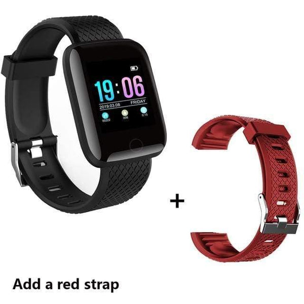 Planet Gates Add a red strap / China Smart Watch Men Blood Pressure Waterproof Smartwatch Women Heart Rate Monitor Fitness Tracker Watch Sport For Android IOS