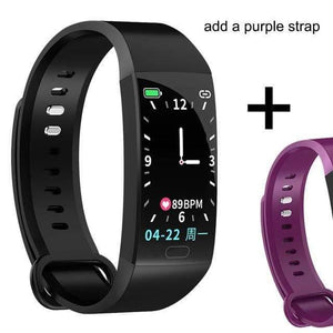 Planet Gates Add purple strap / China Watch Men Women Blood Pressure Waterproof Weather Display Smartwatch Fitness Bracelet Watch For Android IOS Xiaomi