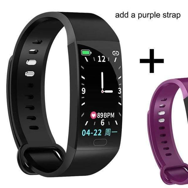 Planet Gates Add purple strap / China Watch Men Women Blood Pressure Waterproof Weather Display Smartwatch Fitness Bracelet Watch For Android IOS Xiaomi