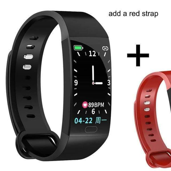 Planet Gates Add red strap / China Watch Men Women Blood Pressure Waterproof Weather Display Smartwatch Fitness Bracelet Watch For Android IOS Xiaomi