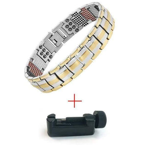 Planet Gates Add tool MBT031T / 21cm Men's Health Magnetic Bracelet For Men Silver Plated Pure Titanium Bangle Magnetic Ion Germanium Far Infar Red Bracelets