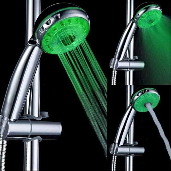 Planet Gates Adjustable 3 Mode 3 Color LED Shower Head Temperature Sensor RGB Bath Sprinkler Bathroom Product