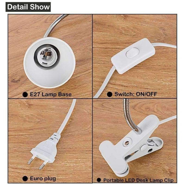 Planet Gates Adjustable Reading Novelty lighting Desk Book Lights 5W E27 Led Bulb,360 Degree Twisted Flexible Metal Tubing Table Lamp Base