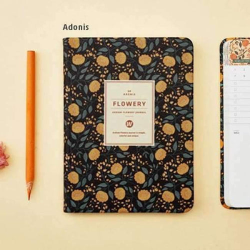 Planet Gates Adonis / A5 PU Leather Floral Flower Schedule Book Diary Weekly Planner Notebook School Office Writing Pads Stationery Supplies