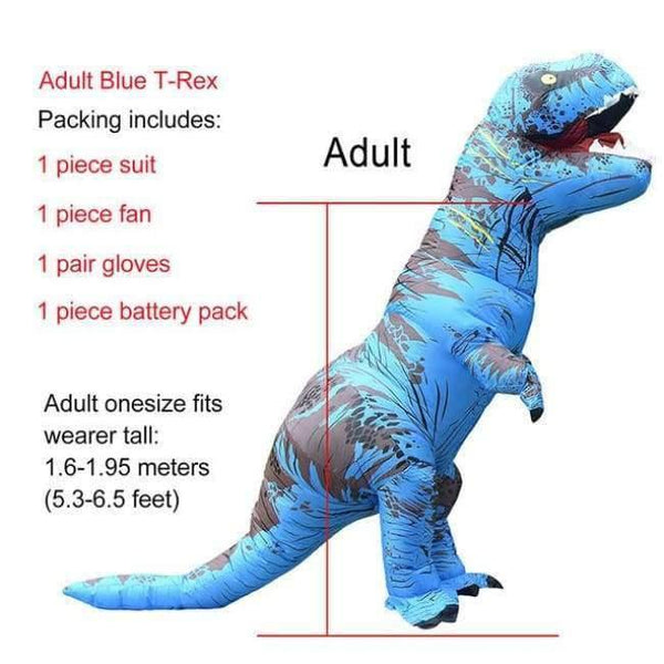 Planet Gates Adult Blue / One Size / T Rex Dinosaur Inflatable T-Rex Costumes Dinosaur Fancy Dress Adult Kid Men Women Blowup Halloween Jurassic World T Rex Cosplay Outfits