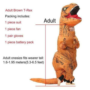 Planet Gates Adult Brown / One Size / T Rex Dinosaur Inflatable T-Rex Costumes Dinosaur Fancy Dress Adult Kid Men Women Blowup Halloween Jurassic World T Rex Cosplay Outfits