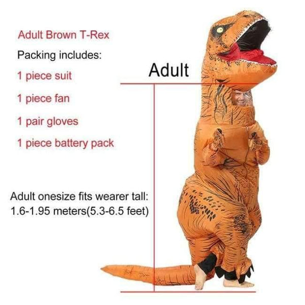 Planet Gates Adult Brown / One Size / T Rex Dinosaur Inflatable T-Rex Costumes Dinosaur Fancy Dress Adult Kid Men Women Blowup Halloween Jurassic World T Rex Cosplay Outfits