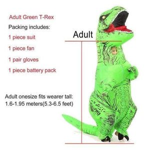 Planet Gates Adult Green / One Size / T Rex Dinosaur Inflatable T-Rex Costumes Dinosaur Fancy Dress Adult Kid Men Women Blowup Halloween Jurassic World T Rex Cosplay Outfits