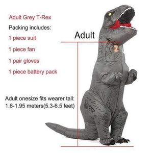 Planet Gates Adult Grey / One Size / T Rex Dinosaur Inflatable T-Rex Costumes Dinosaur Fancy Dress Adult Kid Men Women Blowup Halloween Jurassic World T Rex Cosplay Outfits