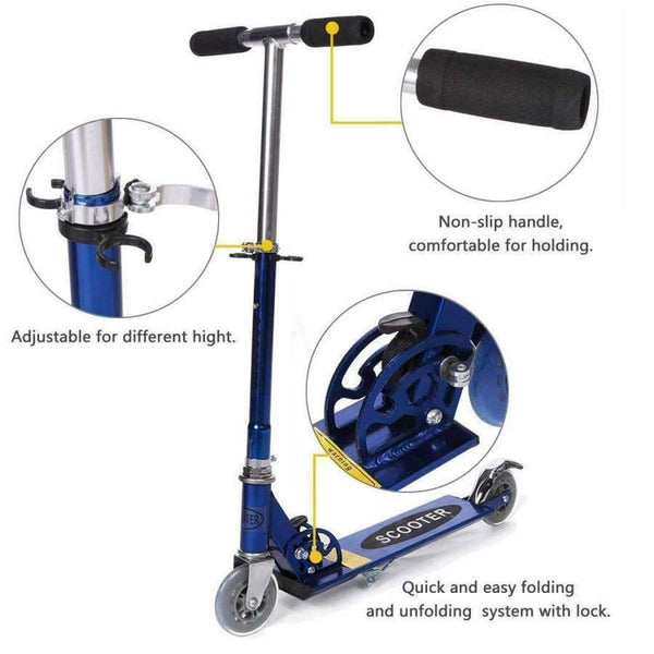 Planet Gates Adult Portable Kick Scooter Aluminum 2 Wheel Foldable Scooters Mini Bicycle Adjustable Height Kick Scooter For Adult