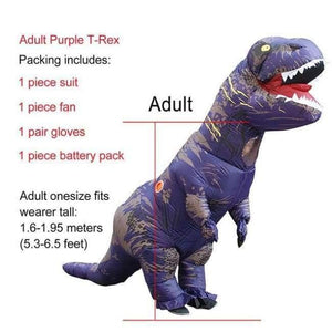 Planet Gates Adult Purple / One Size / T Rex Dinosaur Inflatable T-Rex Costumes Dinosaur Fancy Dress Adult Kid Men Women Blowup Halloween Jurassic World T Rex Cosplay Outfits