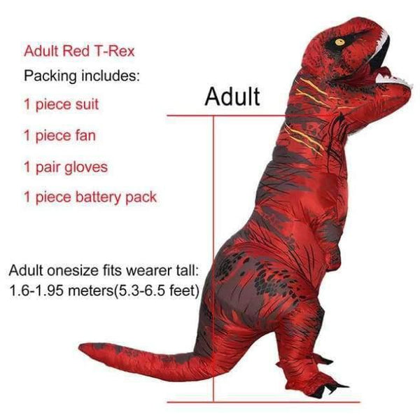 Planet Gates Adult Red / One Size / T Rex Dinosaur Inflatable T-Rex Costumes Dinosaur Fancy Dress Adult Kid Men Women Blowup Halloween Jurassic World T Rex Cosplay Outfits