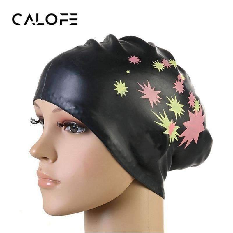 Planet Gates Adult Silicone Elastic Waterproof Protect Ears Long Hair Sports Swim Pool Hat Swimming Cap Men Women Free size