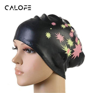 Planet Gates Adult Silicone Elastic Waterproof Protect Ears Long Hair Sports Swim Pool Hat Swimming Cap Men Women Free size