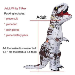 Planet Gates Adult White / One Size / T Rex Dinosaur Inflatable T-Rex Costumes Dinosaur Fancy Dress Adult Kid Men Women Blowup Halloween Jurassic World T Rex Cosplay Outfits