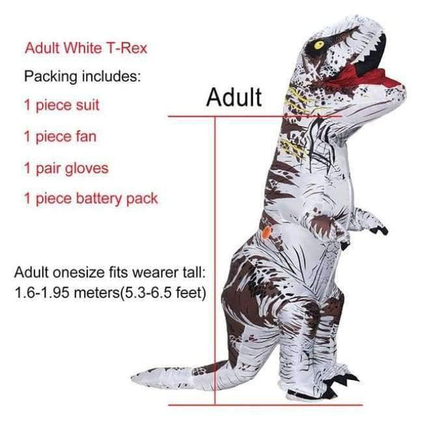 Planet Gates Adult White / One Size / T Rex Dinosaur Inflatable T-Rex Costumes Dinosaur Fancy Dress Adult Kid Men Women Blowup Halloween Jurassic World T Rex Cosplay Outfits