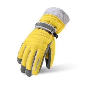 Planet Gates Adult Yellow / S Winter Family Skiing Gloves Windproof Waterproof Thickness Cotton Gloves Sports Ski Snowboard Gloves Adult Children