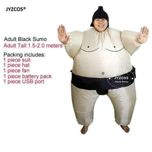 Planet Gates Adults Black Purim Inflatable Sumo Costume Suits Wrestler Halloween Costume for Boys Girl Men Women Adults Kids Fat Man Airblown Sumo