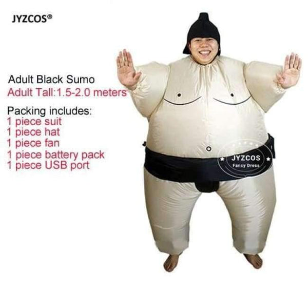 Planet Gates Adults Black Purim Inflatable Sumo Costume Suits Wrestler Halloween Costume for Boys Girl Men Women Adults Kids Fat Man Airblown Sumo