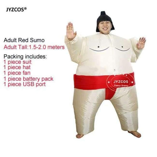 Planet Gates Adults Red Purim Inflatable Sumo Costume Suits Wrestler Halloween Costume for Boys Girl Men Women Adults Kids Fat Man Airblown Sumo