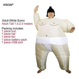 Planet Gates Adults White Purim Inflatable Sumo Costume Suits Wrestler Halloween Costume for Boys Girl Men Women Adults Kids Fat Man Airblown Sumo